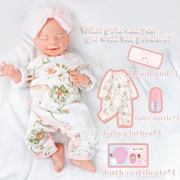 🆕17inch Realistic Full Body Silicone Close Eyes Newborn Mia-ivory White Girl - Picture 9 of 10